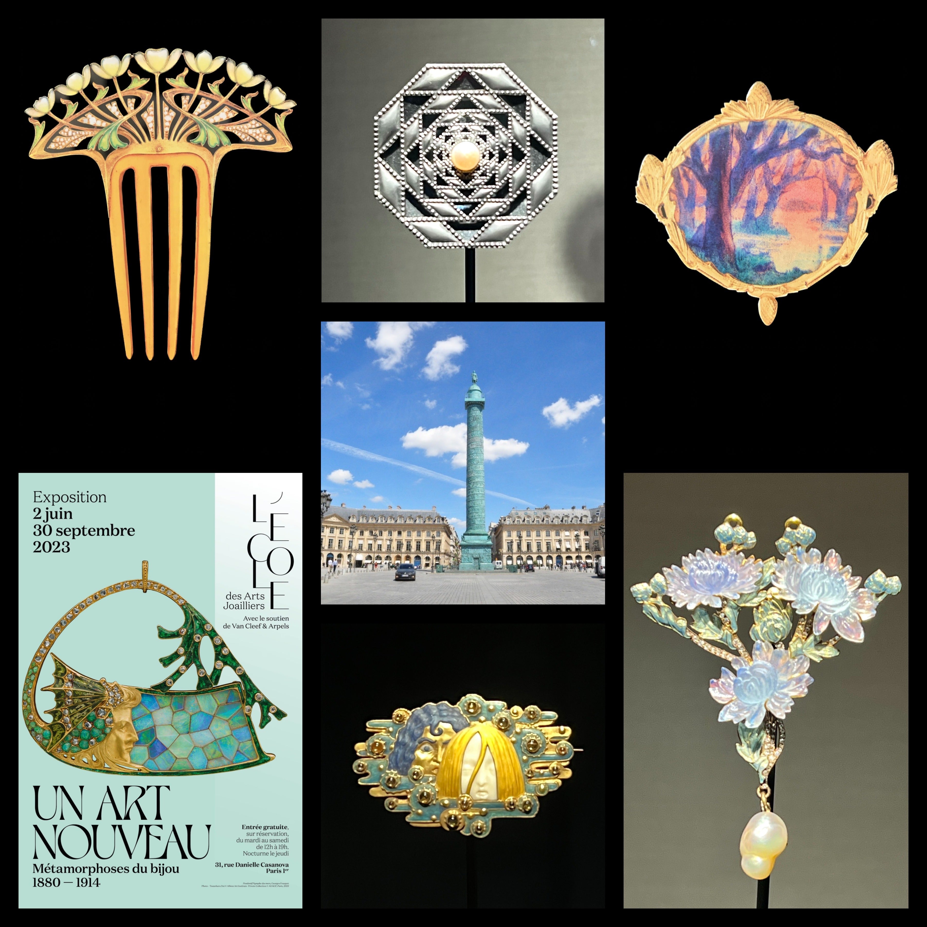 Pendentif Art Nouveau or, émail plique-à-jour, 1890 Pendentif Art Nouveau or, émail plique-à-jour, 1890