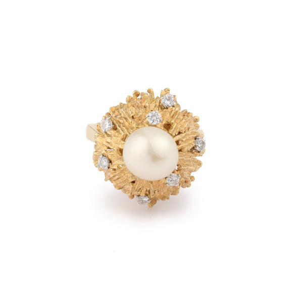 Gilbert Albert Gold Pearls Diamonds 18 Carat White Gold Cocktail Ring – Les  Pierres de Julie