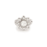 Bague Retro Marguerite Diamants 1.15 Carats Platine Or Gris 18 Carats