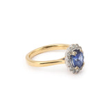 1.44 Carats Sapphire Diamonds 18 Carats Yellow Gold & White Gold Pompadour Ring