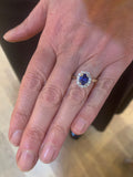 1.44 Carats Sapphire Diamonds 18 Carats Yellow Gold & White Gold Pompadour Ring