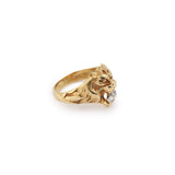 0.35 Carats Diamond 18 Carat Yellow Gold Lion Signet Ring
