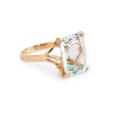 Bague Aigue-Marine Rectangle 10 Carats Or Jaune 18 Carats