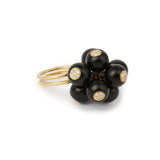 Bague Grelots Onyx Diamants Or Jaune 18 Carats