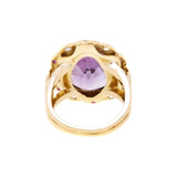 Bague Pompadour Améthyste Saphirs Roses Diamants Or Rose 14 Carats