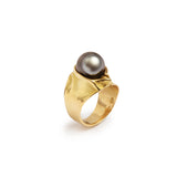 Fernand Demaret Tahitian Pearl 18 Carat Yellow Gold Ring