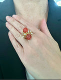 Carnelian Diamonds 18 Carat Yellow Gold Toi & Moi Ring