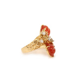 Carnelian Diamonds 18 Carat Yellow Gold Toi & Moi Ring