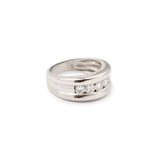 Bague Jonc 5 Diamants Or gris 18 Carats