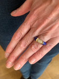 Lapis Lazuli Diamond 18 Carats Yellow Gold Band Ring