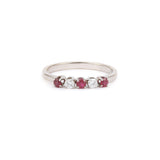 Rubies Diamonds 18 Carats White Gold Wedding Band
