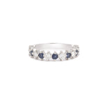 Sapphires Diamonds 18 Carats White Gold Wedding Band