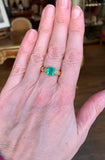 Bague Emeraude Colombie 1.63 Carats Diamants Or Jaune 18 Carats (Certificat)