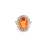 8 Carats Spessartite Garnet Diamonds 18 Carats White Gold Ring