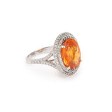 8 Carats Spessartite Garnet Diamonds 18 Carats White Gold Ring