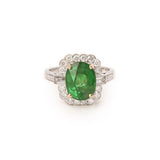 Bague Pompadour Grenat Tsavorite 4.54 Carats Diamant Or Gris 18 Carats