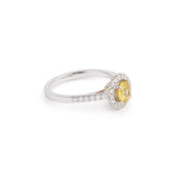 Bague Marguerite Saphir Jaune Carats Diamants Or Gris 18 Carats