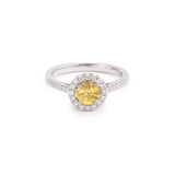 Bague Marguerite Saphir Jaune Carats Diamants Or Gris 18 Carats