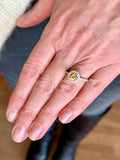 Bague Marguerite Saphir Jaune Carats Diamants Or Gris 18 Carats