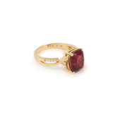 4.16 Carats Rubellite Diamonds 18 Carat Yellow Gold Ring