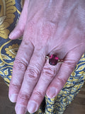 4.16 Carats Rubellite Diamonds 18 Carat Yellow Gold Ring
