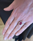 Certified 1.80 Carats Burmese Ruby Diamonds 18 Carats White Gold Ring
