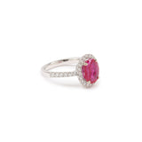 Certified 1.80 Carats Burmese Ruby Diamonds 18 Carats White Gold Ring