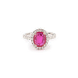 Certified 1.80 Carats Burmese Ruby Diamonds 18 Carats White Gold Ring