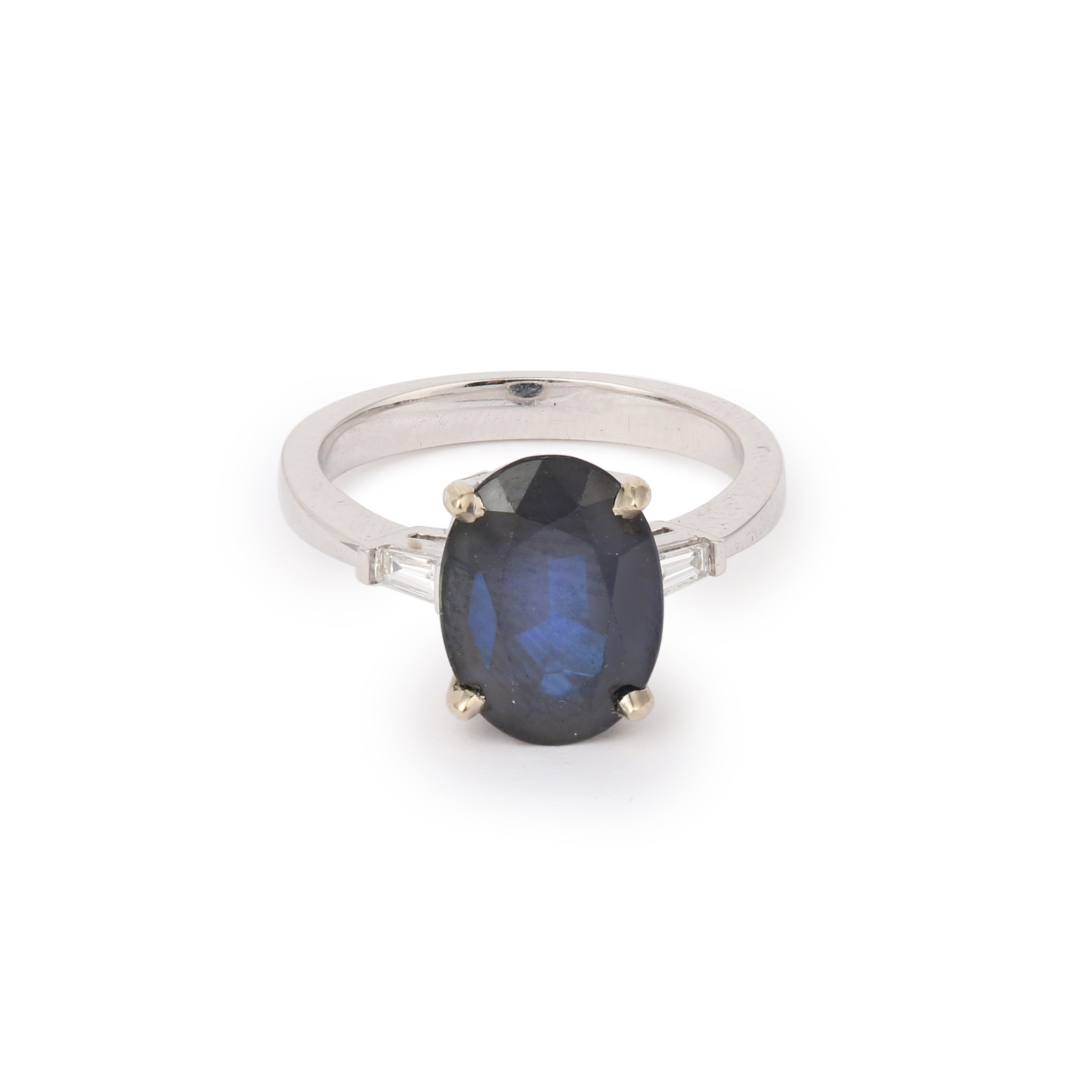 Bagues de fiancailles Bague Saphir Diamants Or Gris