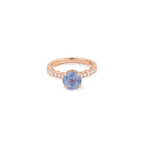 Bague Saphir Ceylan Non Chauffé 2.44 Carats Diamants Or Rose 18 Carats (Certificat)