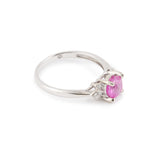 1.20 Carats Pink Sapphire Diamonds 18 Carats White Gold Ring