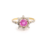 Bague Saphir Rose Birman Non Chauffé 1.13 Carats Diamants Platine Or Jaune 18 Carats (Certificat)