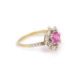 Bague Saphir Rose Birman Non Chauffé 1.13 Carats Diamants Platine Or Jaune 18 Carats (Certificat)