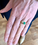 Bague Toi & Moi Emeraude 1 Carat Diamant 0.70 Carat Or Jaune 18 Carats (Certificat)