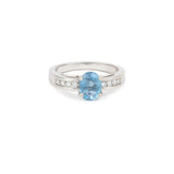 Bague Topaze 1.60 Carats Diamants Or Gris 18 Carats