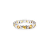Yellow Sapphires Diamonds 18 Carats White Gold American Wedding Band