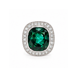 Bague Tourmaline Verte 8 Carats Diamants Or Gris 18 Carats