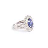 Bague Pompadour Tanzanite 3.50 Carats Diamants Or Gris 18 Carats