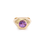 Bague Chevalière Améthyste 2.70 Carats Or Jaune 18 Carats