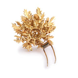 1.20 Carats Diamonds 18 Carat Yellow Gold Thistle Brooch