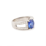 O.J. Perrin 3.10 Carats Sapphire Diamonds 18 Carats White Gold Ring