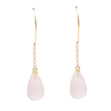 Boucles d’Oreilles Gouttes Quartz Rose Or Jaune 18 carats