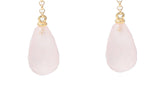 Boucles d’Oreilles Gouttes Quartz Rose Or Jaune 18 carats