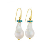 Baroque Pearls Opal 18 Carats Yellow Gold Earrings