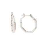 Créoles Octogonales Diamants Or Gris 18 Carats