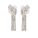 Boucles d'Oreilles Clips Cocktail Diamants 3 Carats Or Gris 18 Carats