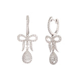 Ribbon Bow Diamonds 18 Carats White Gold Dormeuses Earrings