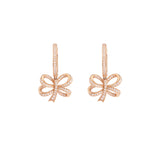 Ribbon Bow Diamonds 18 Carats Rose Gold Dormeuses Earrings
