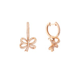 Ribbon Bow Diamonds 18 Carats Rose Gold Dormeuses Earrings