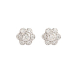 Boucles d'Oreilles Marguerite Diamants 1 Carat Or Gris 18 Carats